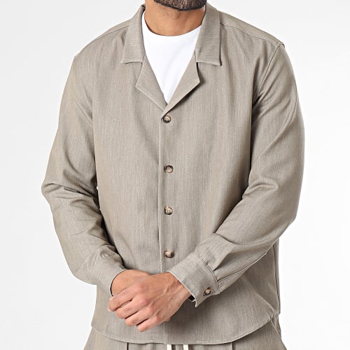 Ensemble Chemise Manches Longues Et Pantalon Beige Taupe