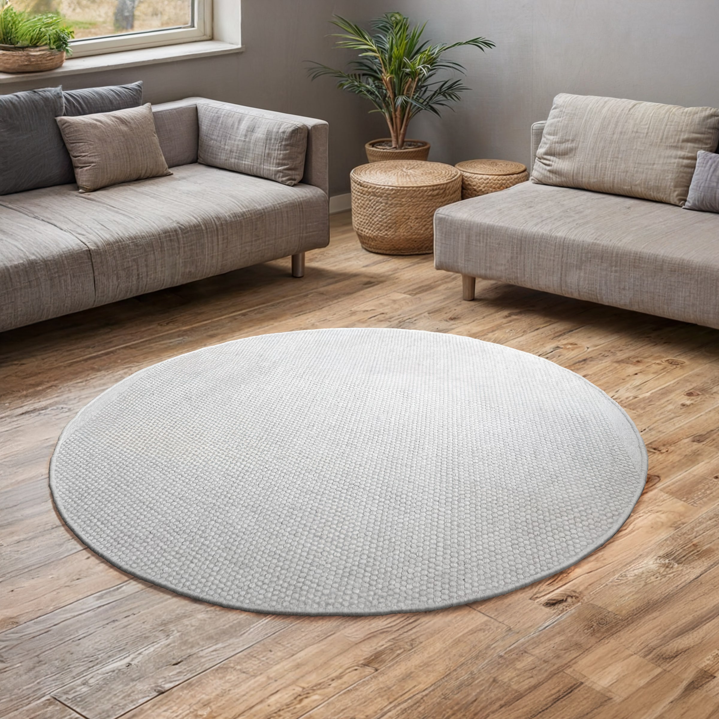 GOODproduct Wollteppich »Woolscape 1« rund 10 mm Höhe Wendeteppich, handgewebte Qualität, Uni, reine Wolle, Wohnzimmer
