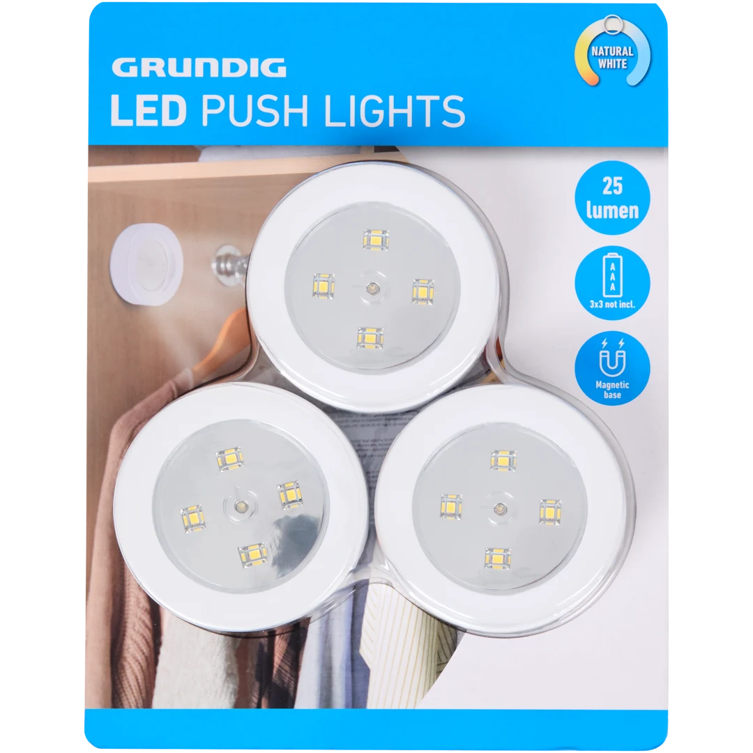 Grundig led-druklampen 25 lumen | diverse kleuren