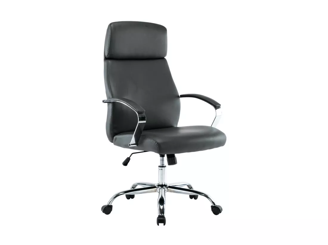 Chaise de bureau - Similicuir & Métal chromé - Gris - Faro XL
