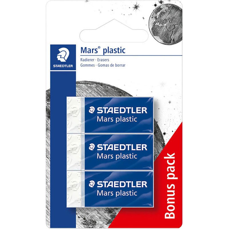 Pack de 2 mini gommes Mars plastic Staedtler + 1 offerte