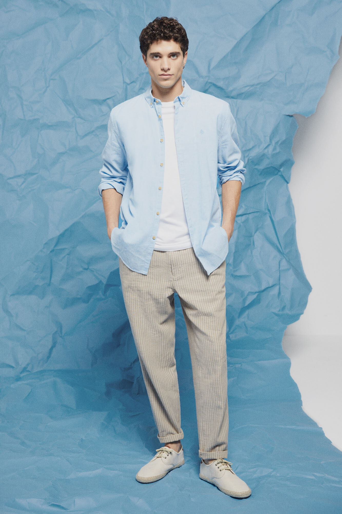Camisa de linho, cor azul