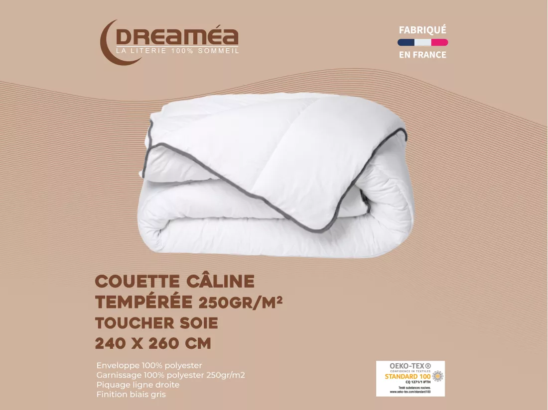 Pack Couette toucher soie 240 x 260 cm + 2 oreillers 60 x 60 cm - Blanc - BIESYA