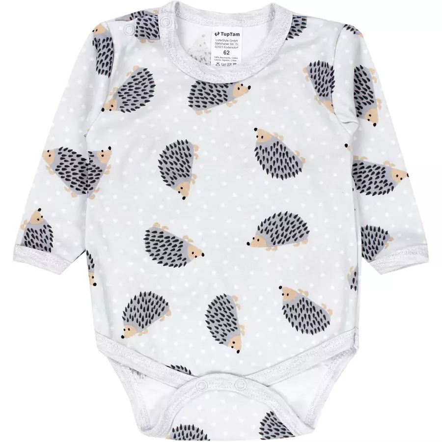 TupTam Mädchen Baby Body Langarm Unifarben 5er Pack grauweiß