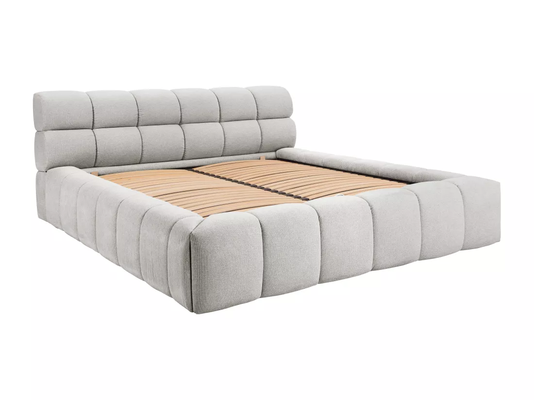 Lit coffre 160 x 200 cm - Tissu - Gris clair - FORVIK de Pascal Morabito