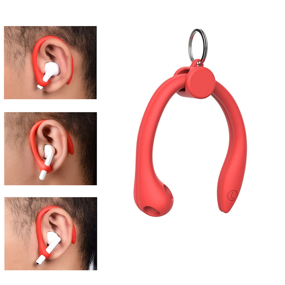 AirPods (1./2./.3. Gen.) / Huawei FreeBuds 3 Silikon Ohrbügel Halterung   Schlüsselring - Rosa