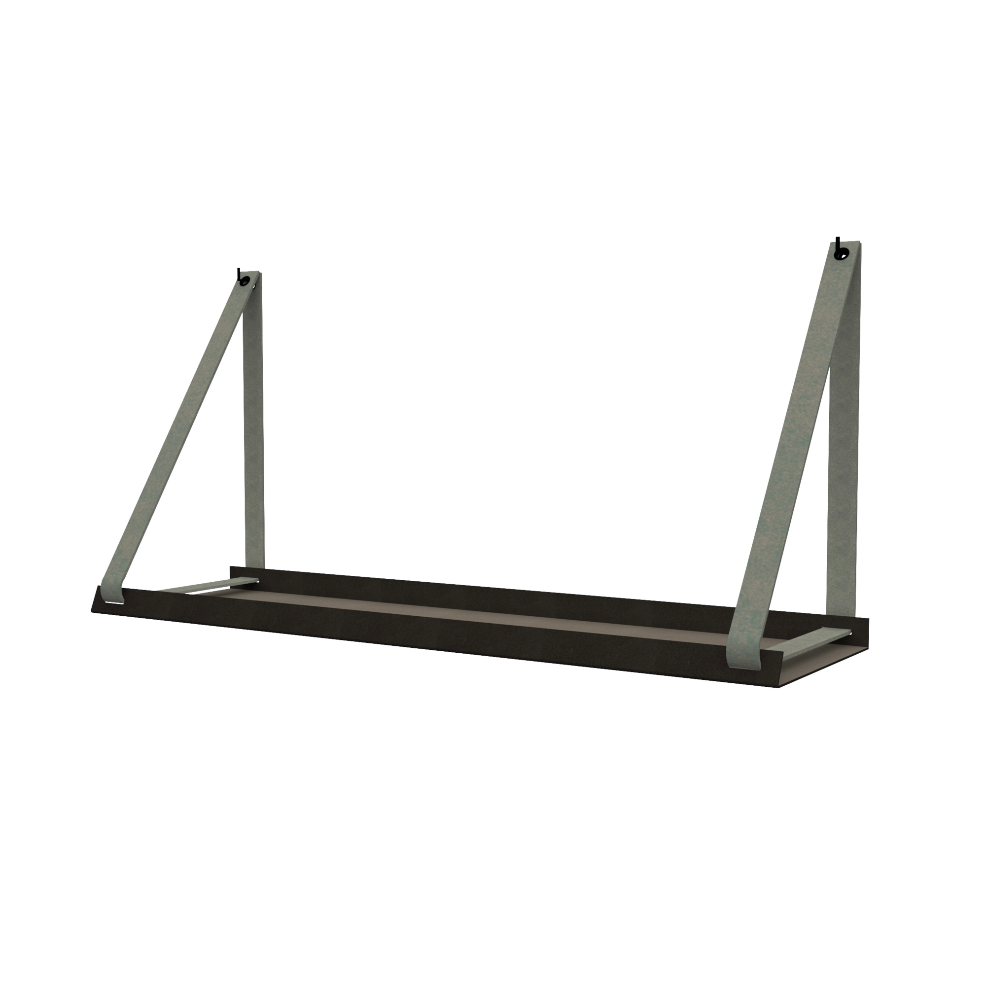 Stalen wandplank 98x20cm - incl. leren plankdragers Stalen wandplank met leren plankdragers - Suede grey
