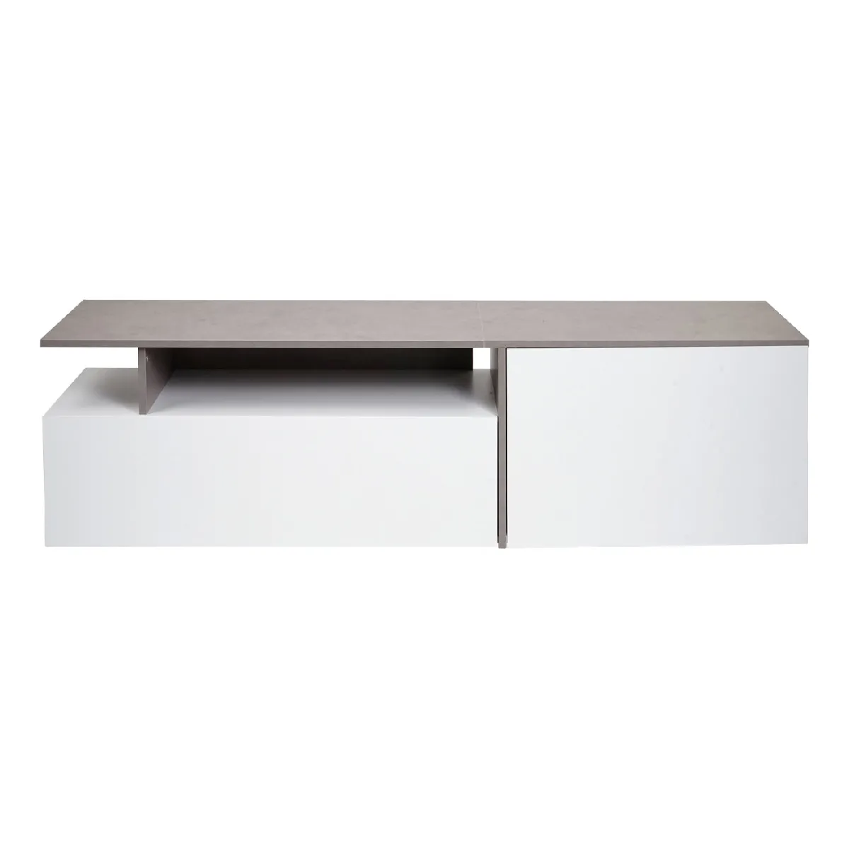 Mendler Meuble TV HWC-L34 Aspect Béton Blanc