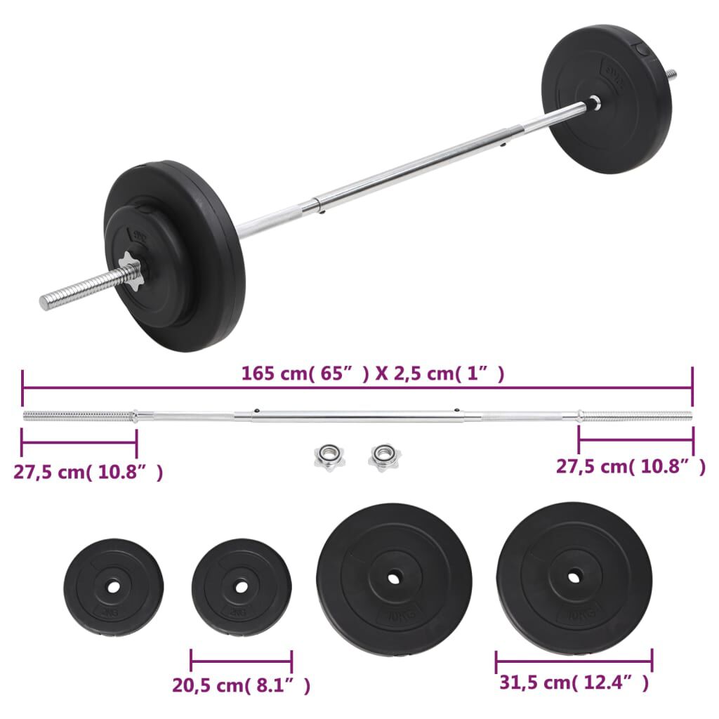 vidaXL Halterstang met gewichtenset, 30 kg
