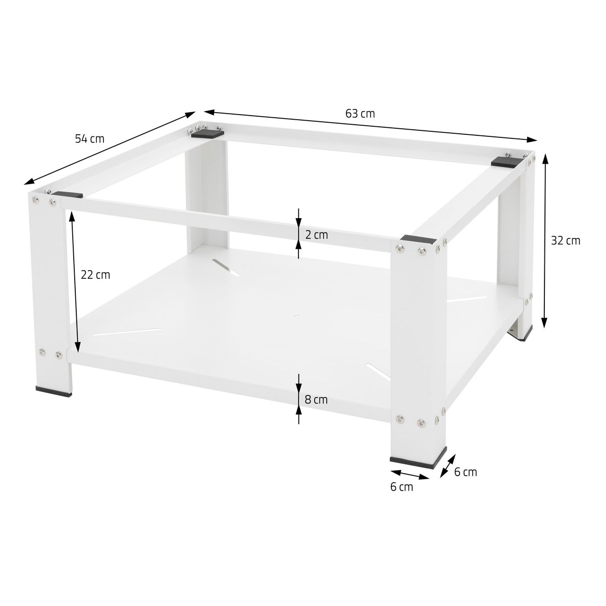 ML-Design Wasmachine Onderstel met Plank 63x54 cm Staal Wit tot 150 kg, Wasmachinekast, Stabiele Wasmachine Onderstel, 32 cm Hoog Platform Uitbreiding Onderstel voor Droger/Koelkast