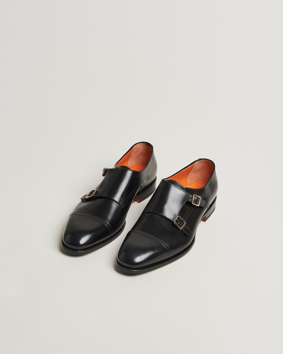 Santoni Adrian Double Monk Black Calf
