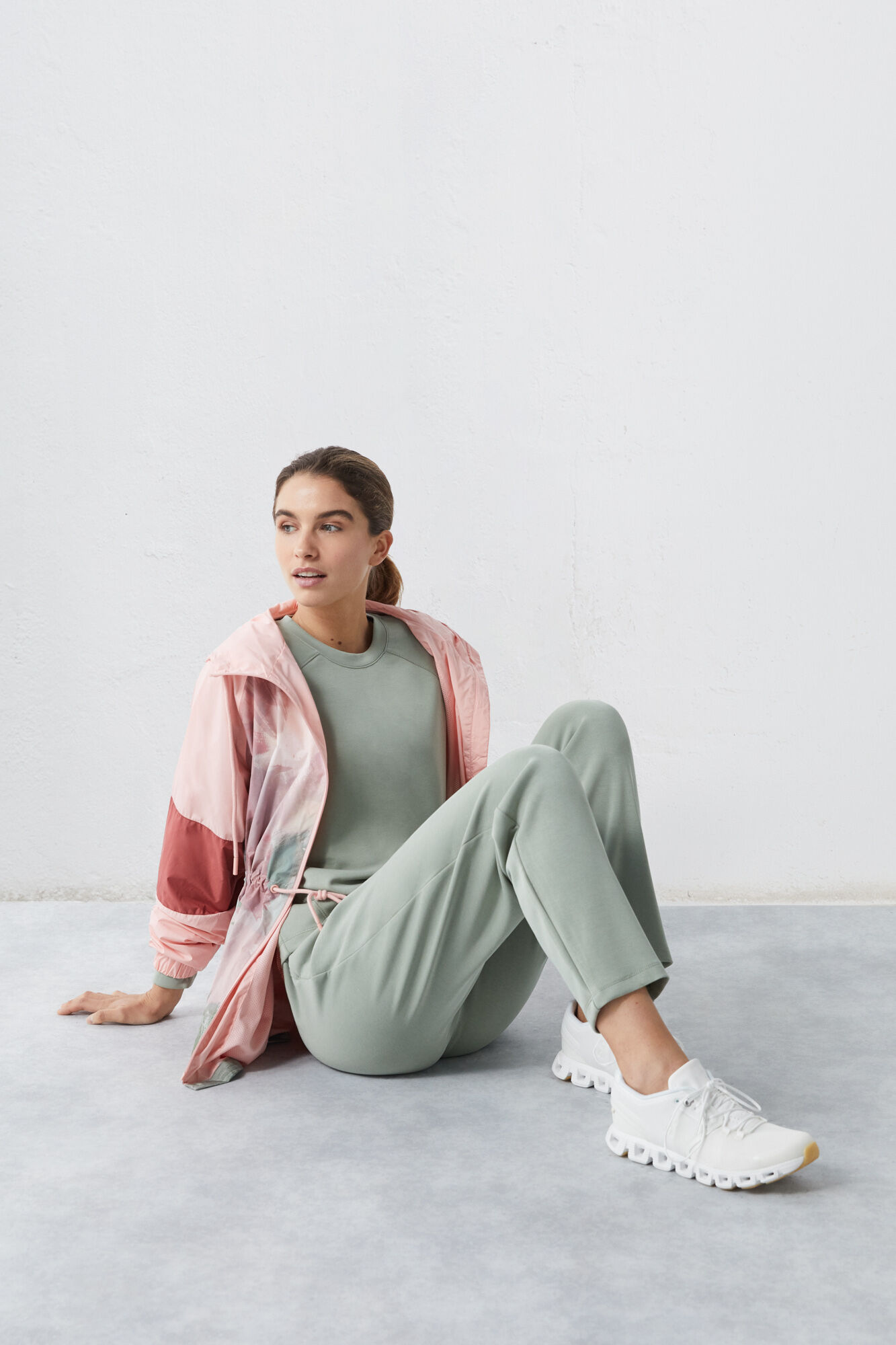 Sudadera felpa soft verde - beige