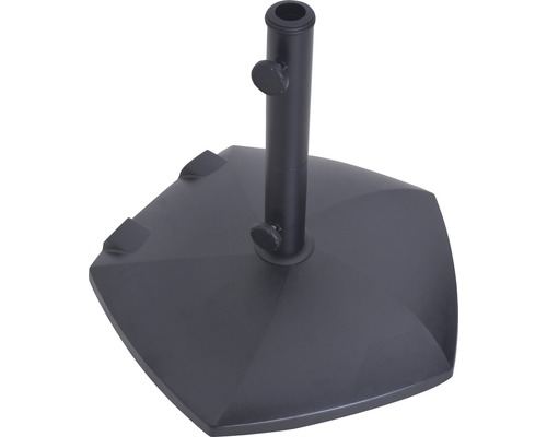 Parasolstandaard van beton 55x55 cm, zwart, geschikt voor parasols met een stokdiameter van 35mm/38mm/48mm, inclusief 3 adapters.