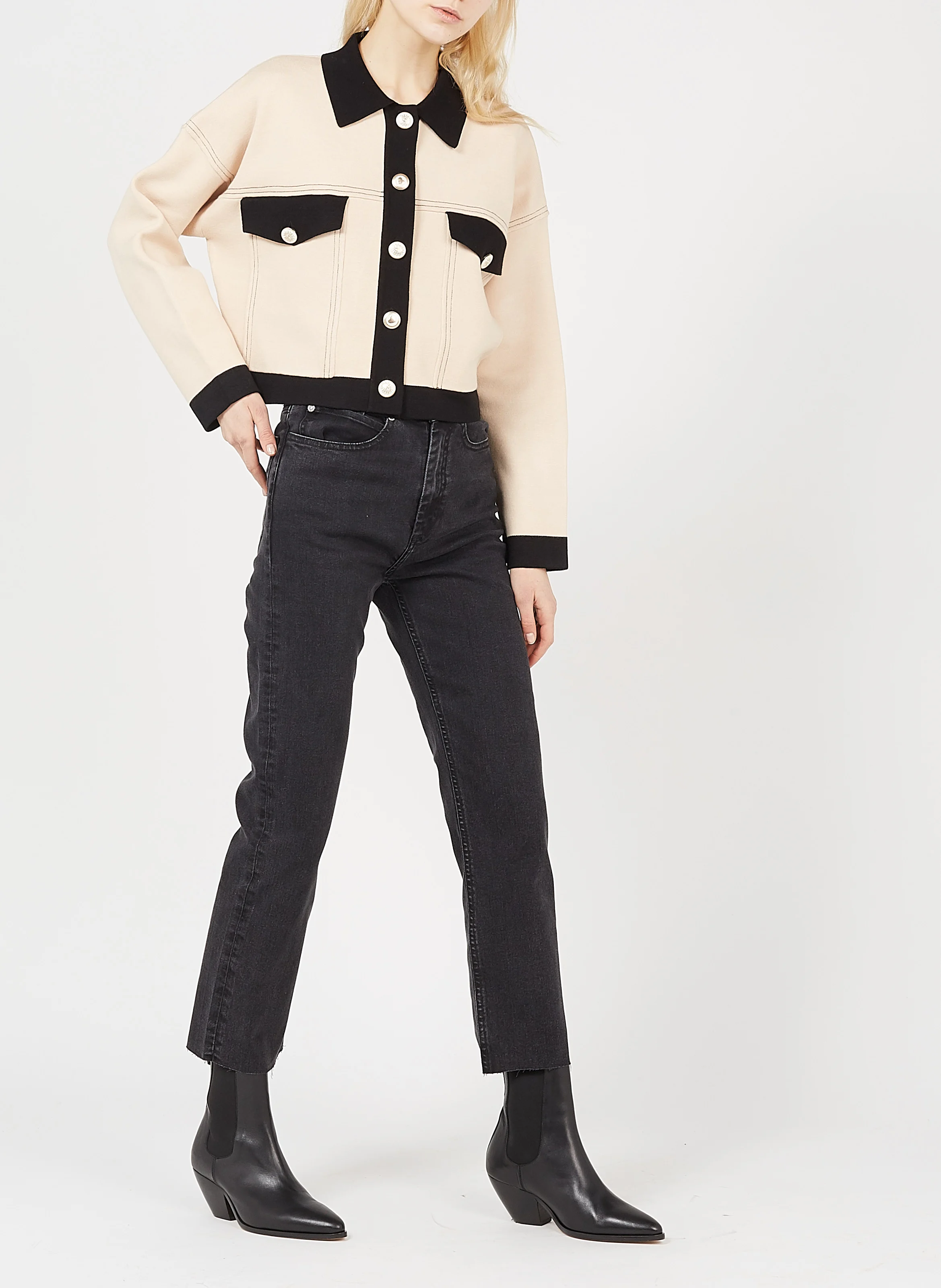 Jean droit taille haute | Noir