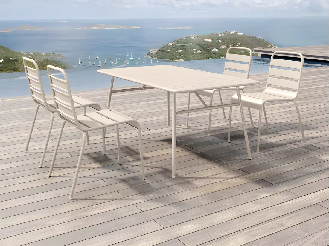 Table de jardin L.160 cm en métal - Beige - MIRMANDE de MYLIA