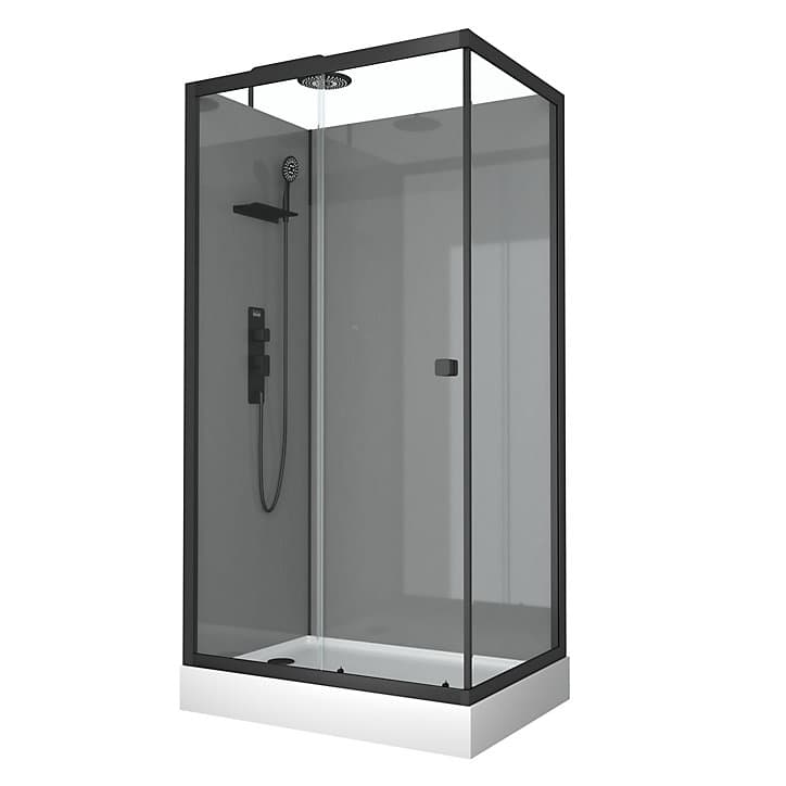 Cabine de douche 80x110 cm, gris et noir, Galedo Grey Touch
