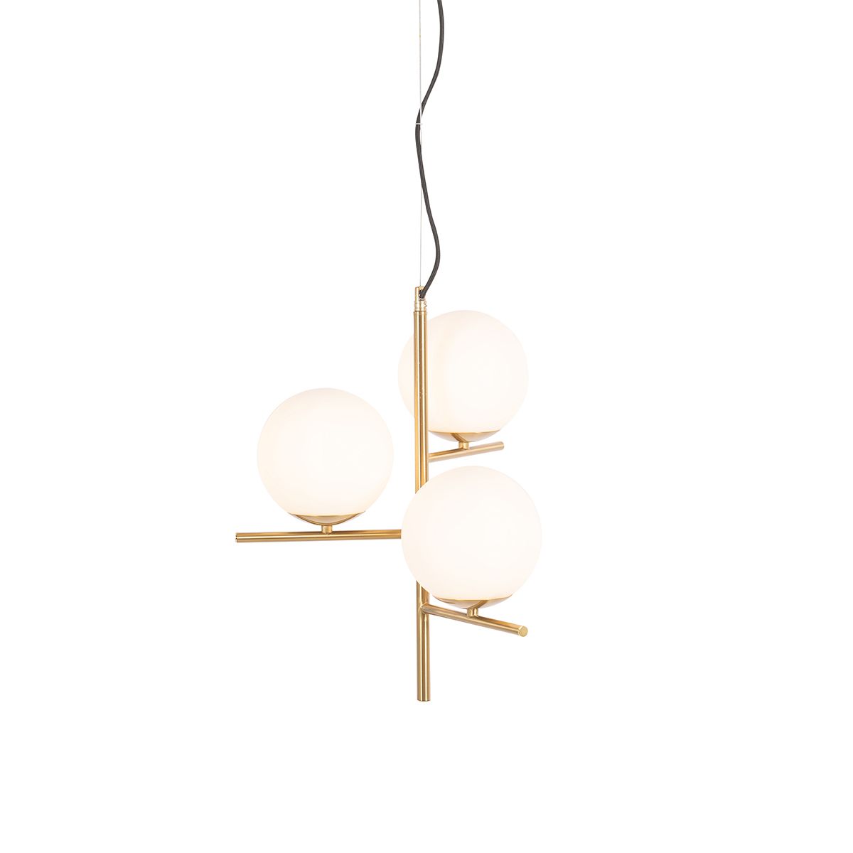 Art Deco hanglamp goud met glas opaal 3-lichts - Flore