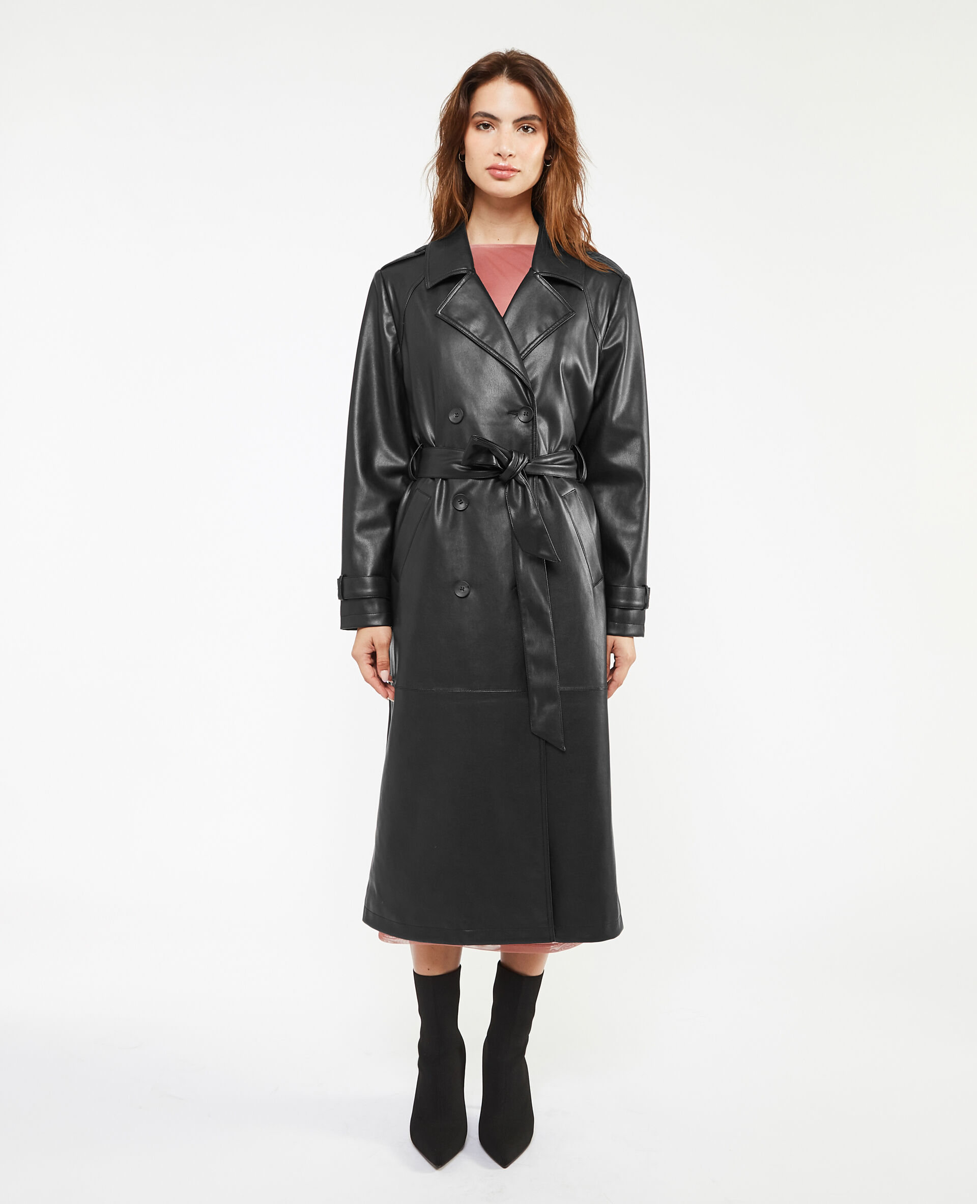 Trench long en simili - Noir