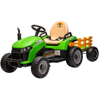 Alex's Garage Eltraktor med Tilhenger, Grønn