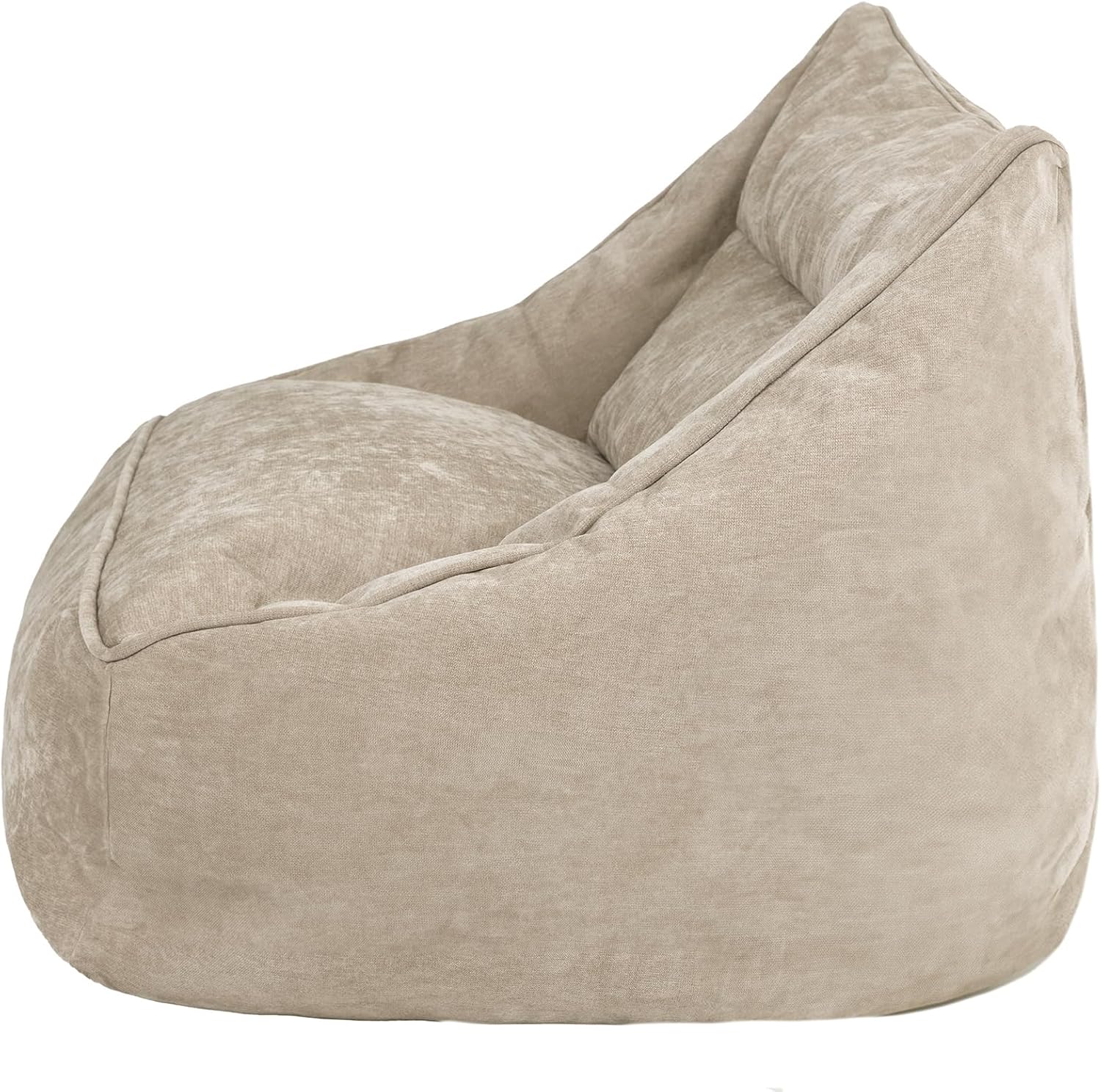 Icon Cecilia Sitzsack Sofa, Beige, Flauschiger Chenille Stoff, 2 Sitzer Sofa für Erwachsene, Riesensitzsack mit Füllung, Bequemer Sessel, Lounge, Wohnzimmer, Deko Wohnzimmer