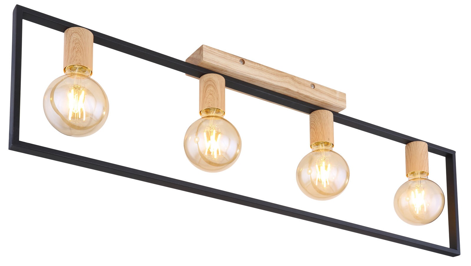 DANIEL Deckenlampe, schwarz 15479-4D,B/H/T: 90 x 26 x 6,5 cm, Metall, Holz