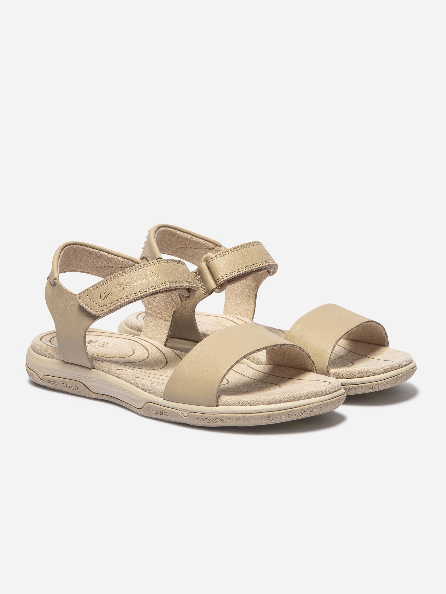 Sandales Femme Légères Cuir Beige