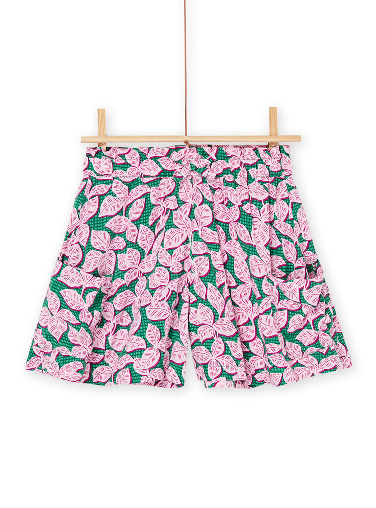 Short vert et rose à imprimé feuillage