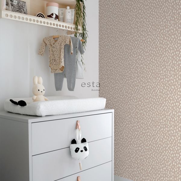 Estahome Stippen Behang - Oudroze / Wit