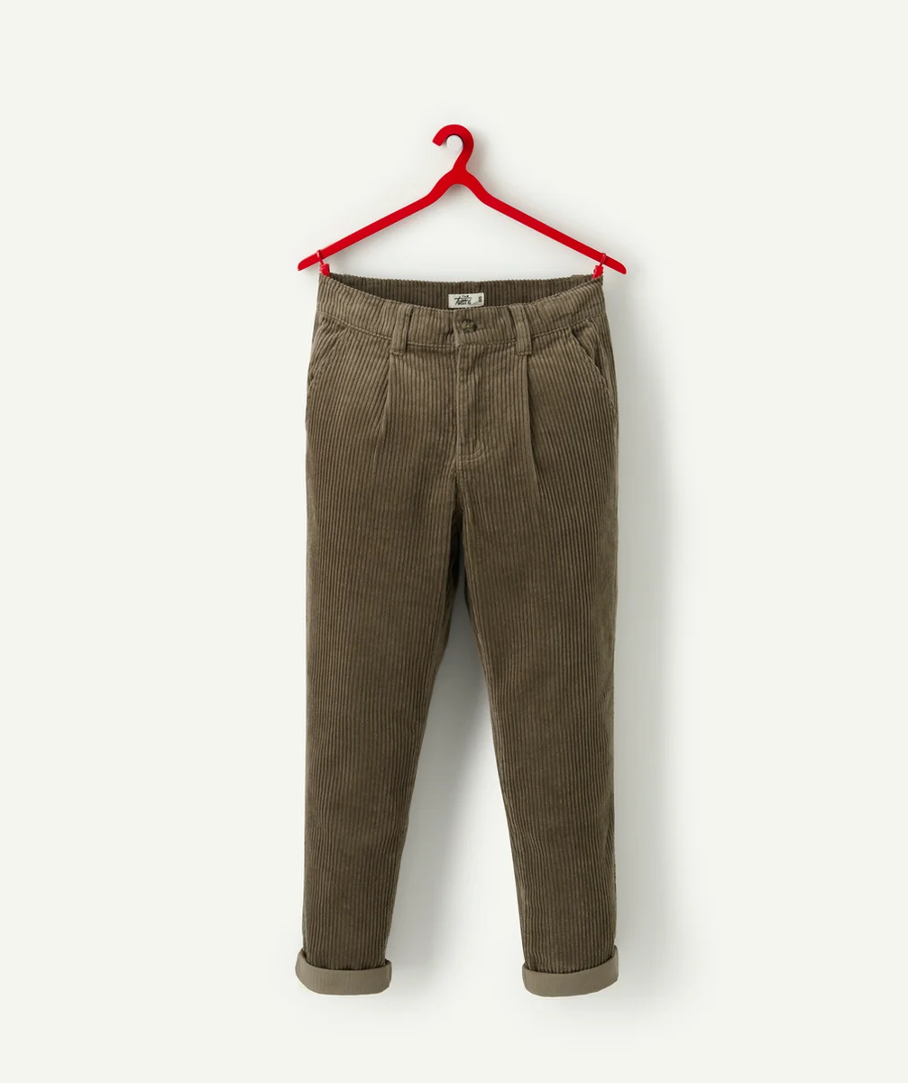 PANTALON GARÇON EN VELOURS CÔTELÉ KAKI