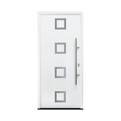 Porte d'entrée acier Inserts carrés blanc trafic 90 x h.215 cm poussant gauche