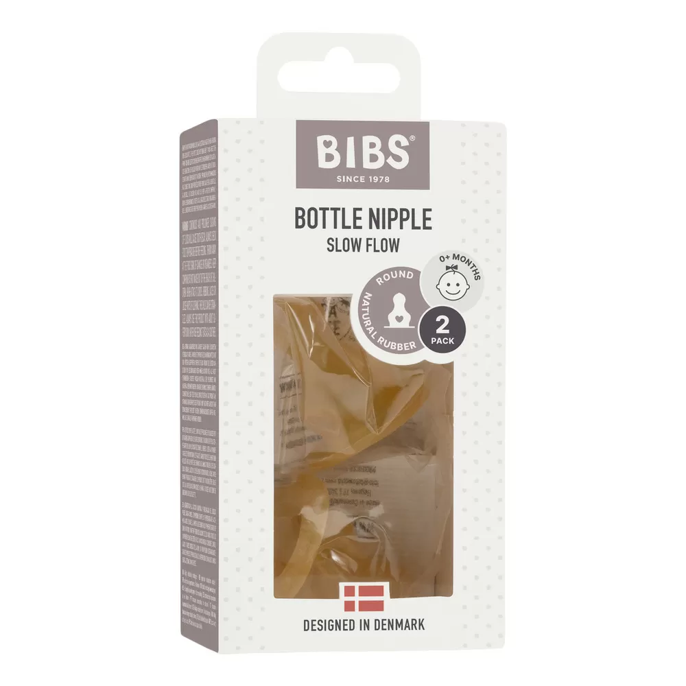 BIBS Bottle Nipple Latex Slow Flow - 2 stk.