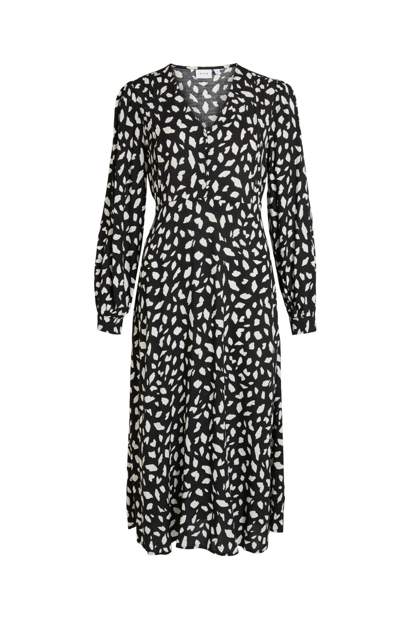 Vestido midi de manga comprida - Preto