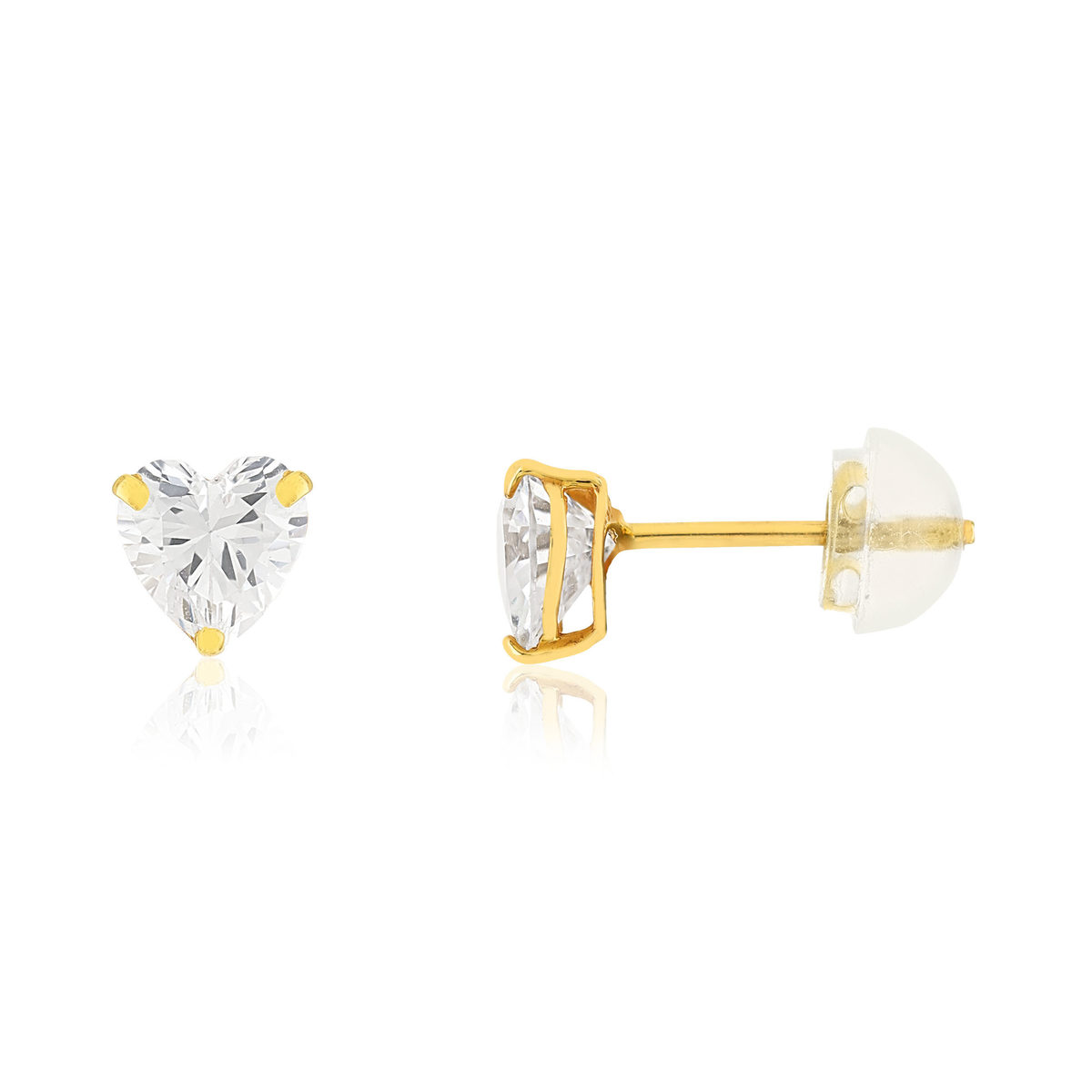 Boucles d'oreilles or 375 jaune zirconias blancs coeur