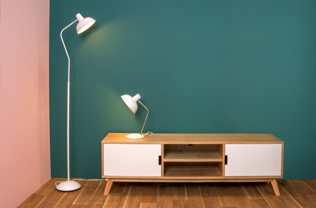 Table lamp Hood iron matt white