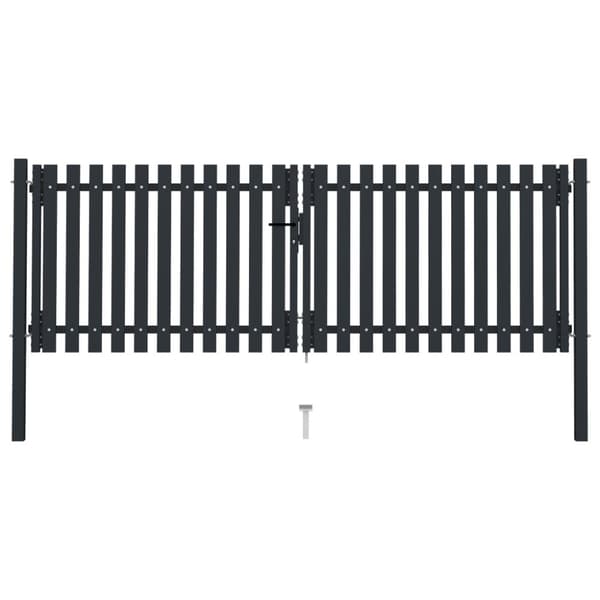 vidaXL Hageport med dobbel dør stål 306x175 cm antrasitt
