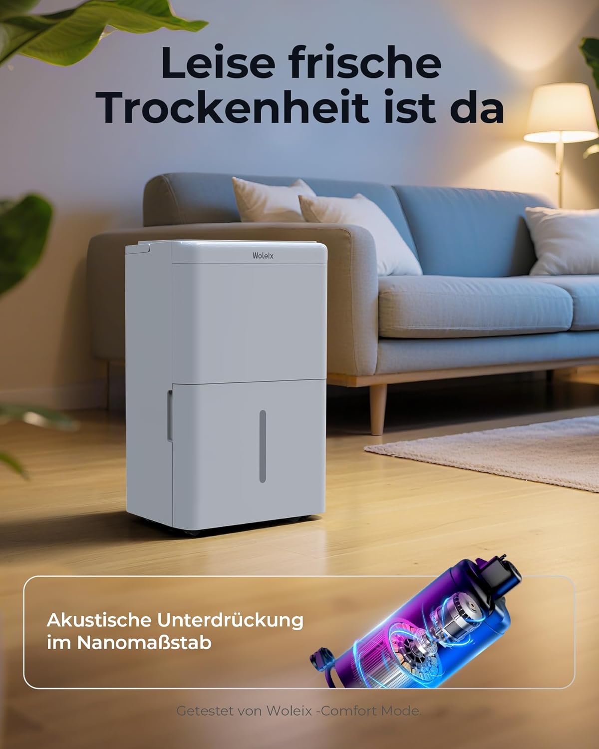 Luftentfeuchter elektrisch 20L, Entfeuchter elektrisch für Keller, Raumentfeuchter elektrisch 39dB für Räume bis zu 150m³/50m², mit 1M Ablaufschlauch und Timer, Filter, 10 J. Gar.