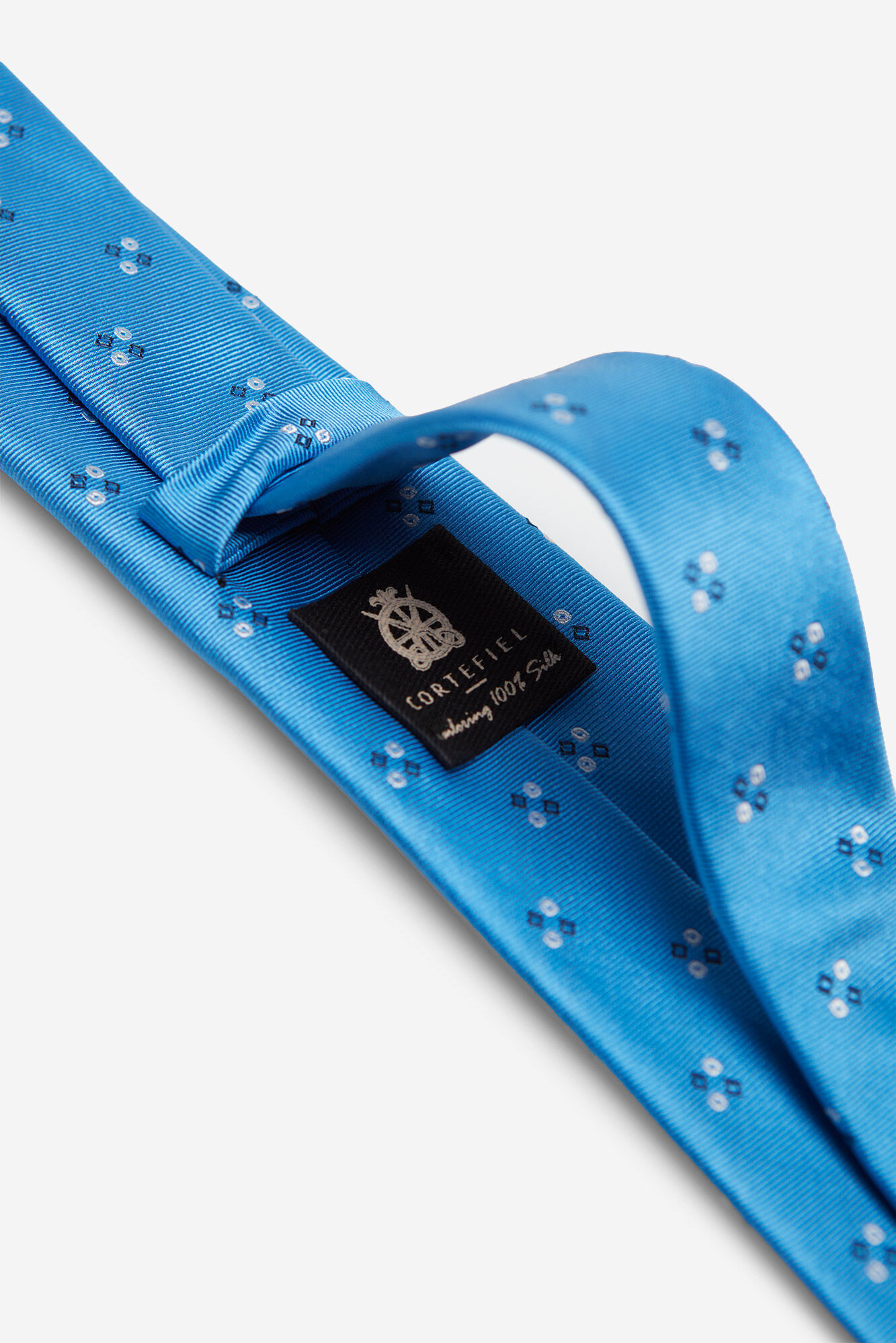 Gravata de seda com microestampa - Azul
