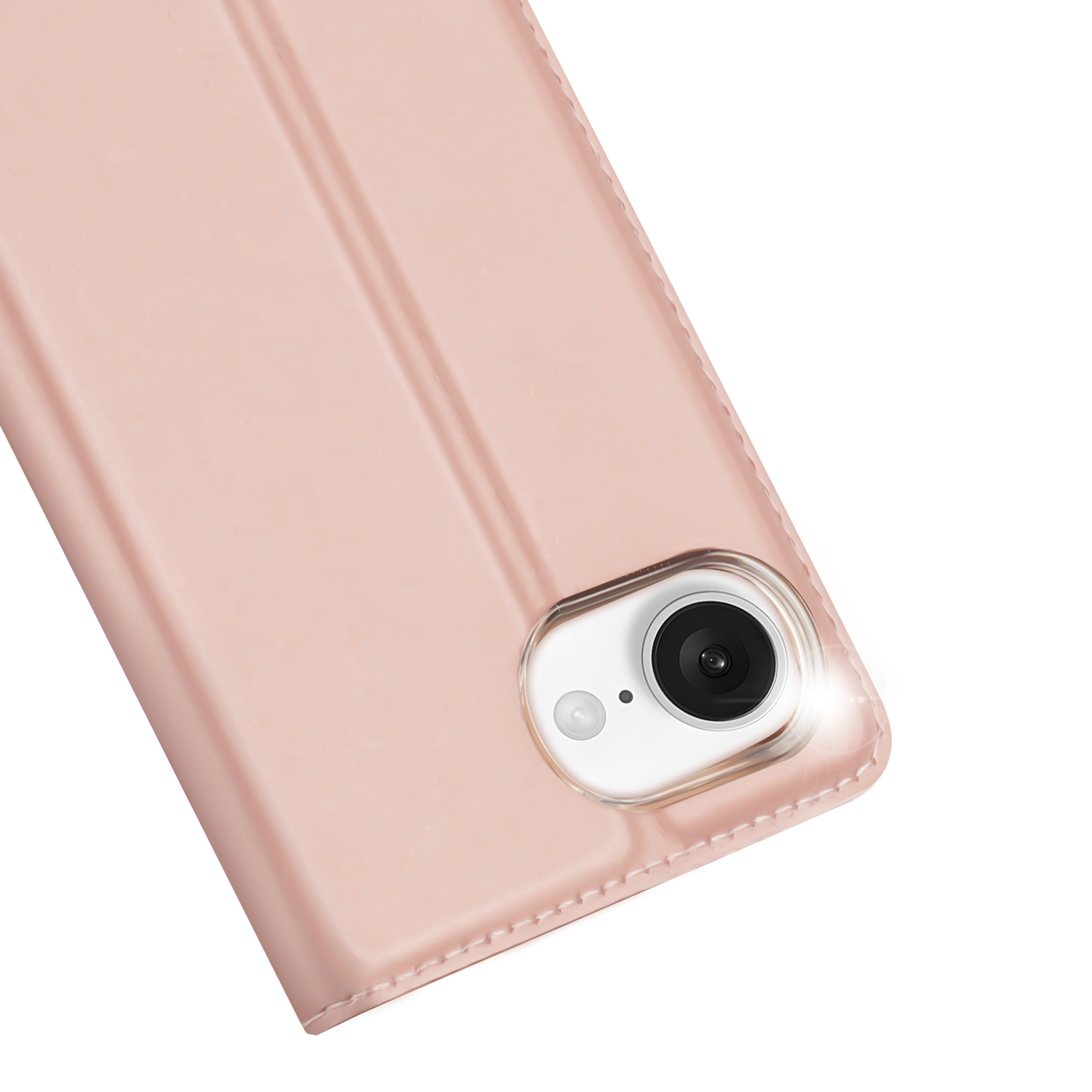 iPhone 16e Flip Wallet Cover Leder Tasche - Roségold