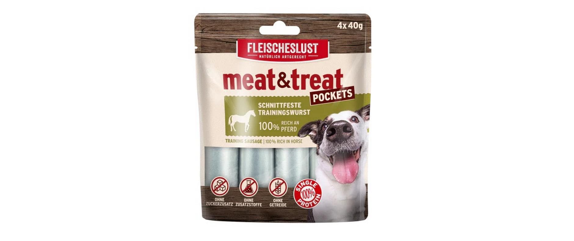 Leckerli Meat & Treat Pockets Pferd, 4 x 40 gTrainingsleckerli für Hunde