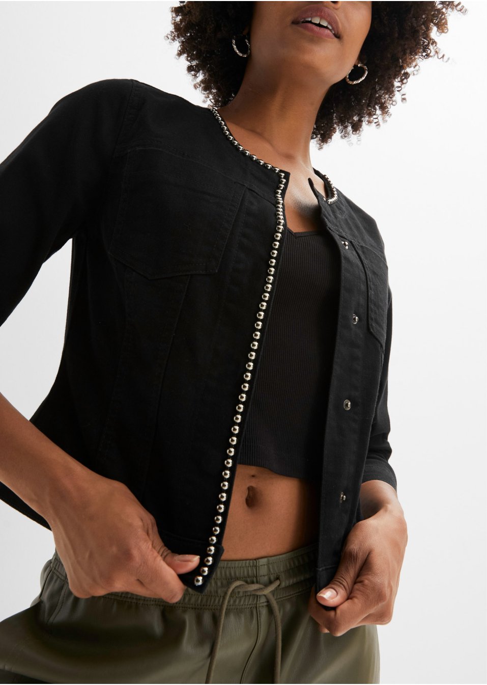 Veste en jean twill avec rivets