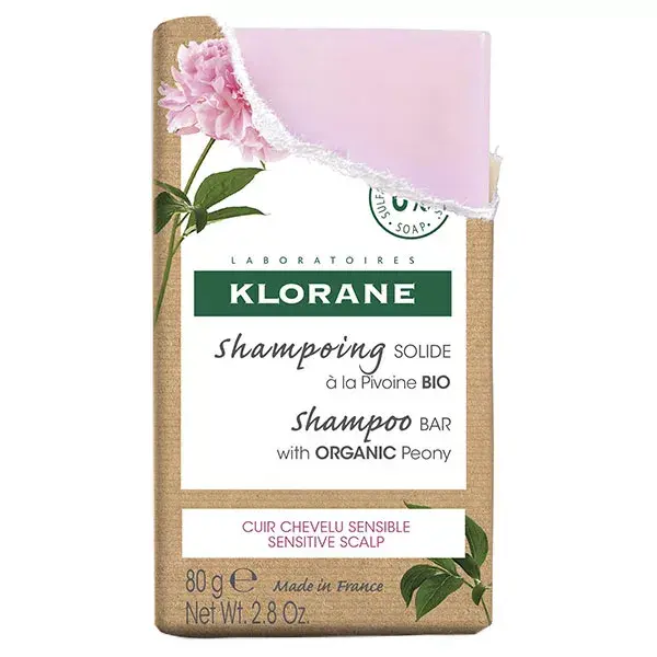 Shampoo sólido orgânico de peônia Klorane 80g