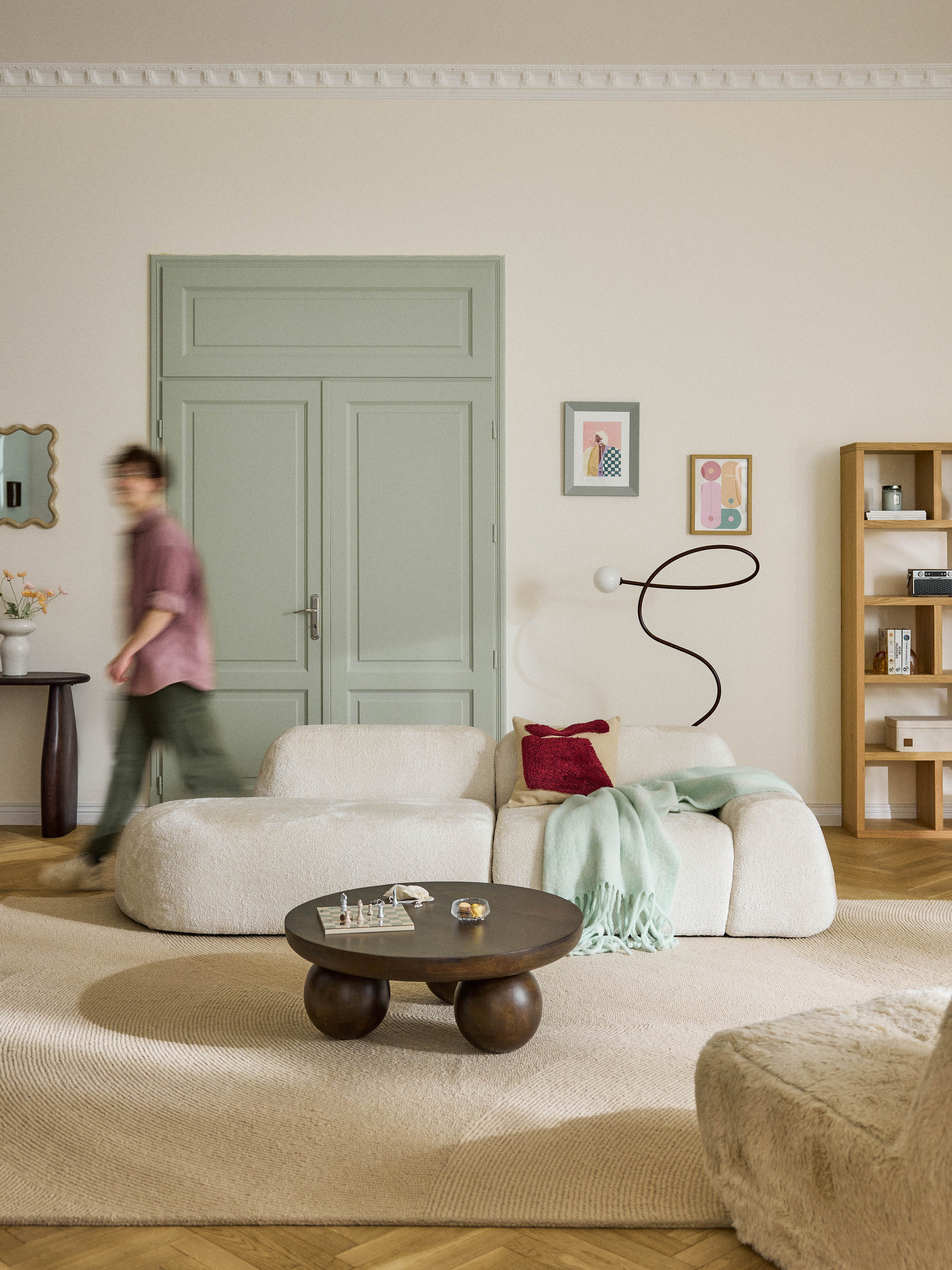 Modulaire teddy bouclé chaise Wolke (3-zits)
