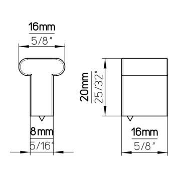 Knop Lynn rvs look 16mm