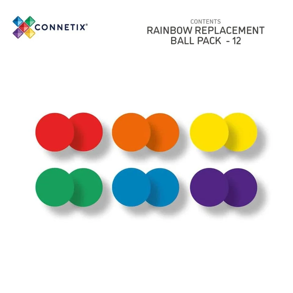 Connetix - Ball Pack - Kugler til kuglebane 12 dele - Rainbow (CT-R-00012-BA)