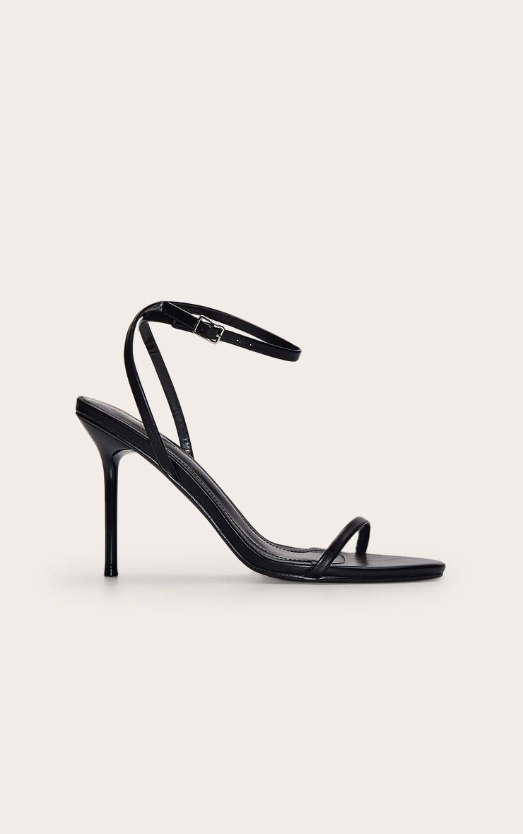 Noir Sandales Minimalistes À Bout Rond Et Talon Fin