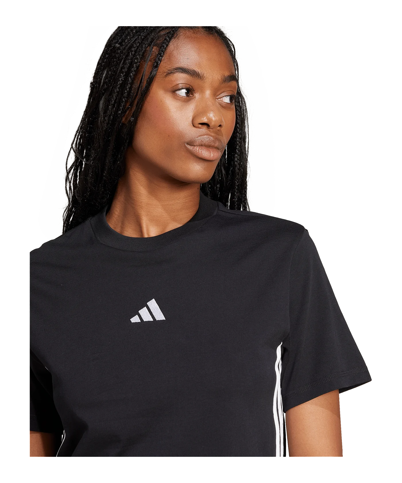adidas Essentials 3S Cotton T-Shirt Damen Schwarz