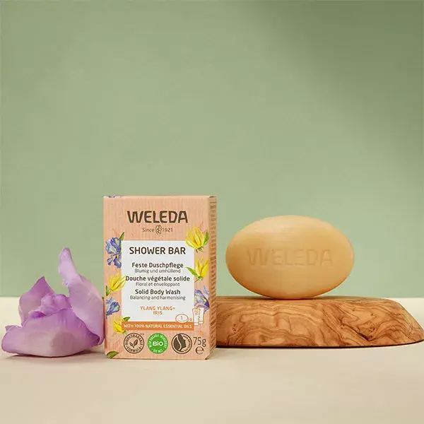 Sabonete líquido Weleda Shower Bar à base de plantas com ylang-ylang orgânico e íris 75g