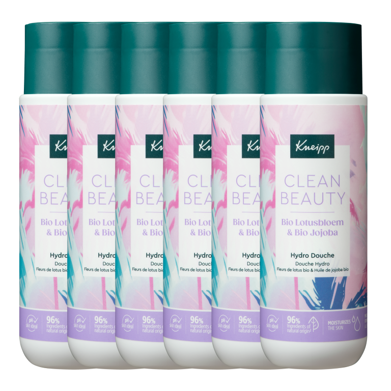 6x Kneipp Douchegel Clean Beauty – Lotus Jojoba (200 ml)