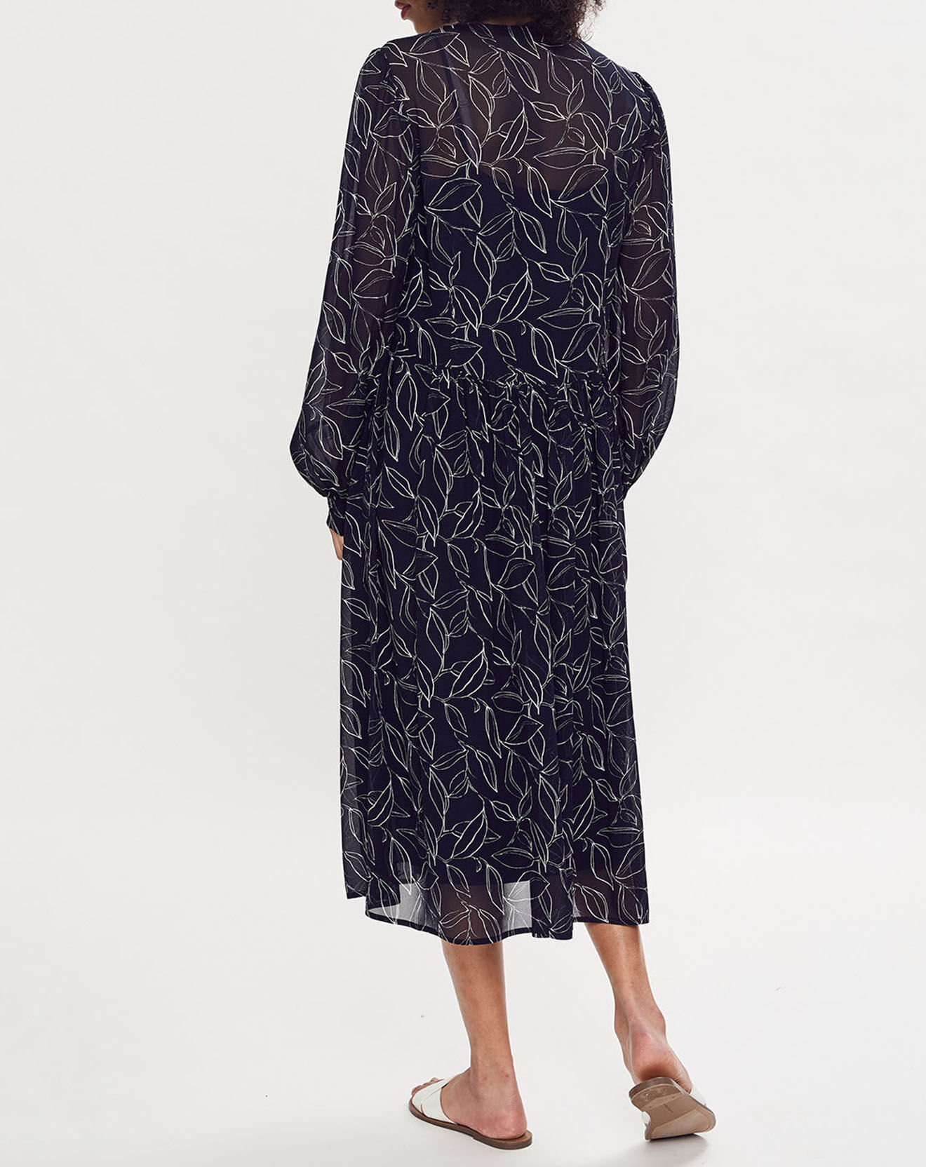 Esprit Robe midi fluide imprimée bleu/blanc
