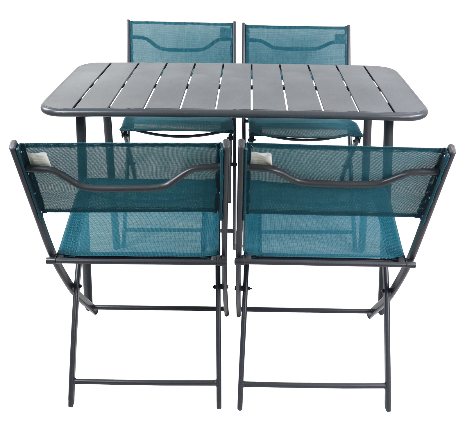 5-teiliges Gartenmöbel-Set - türkis-anthrazit - 110 cm